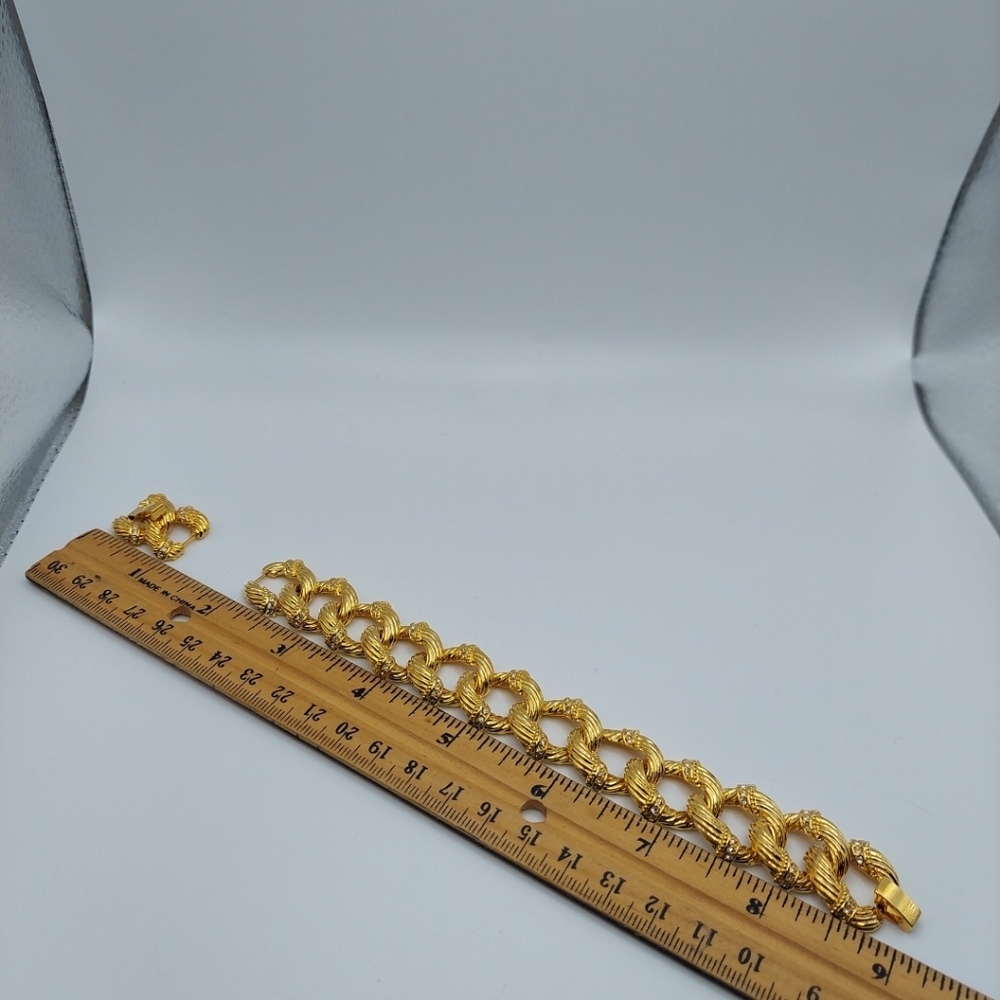 Camrose & Kross Large Link Bracelet 7" with Rhinesones, has Extender 1". VGC. - Picture 10 of 13
